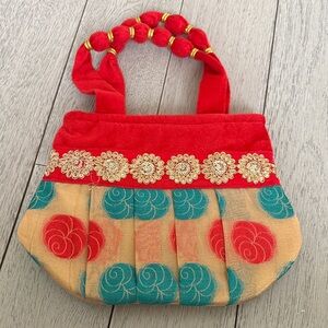 India Boutique Red and Gold Satchel